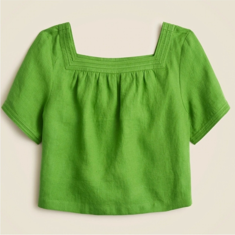 J Crew Sailor Square Neck Top in Linen